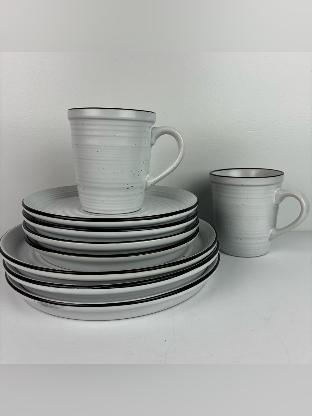 Godinger Stoneware Bistro Set - 2 Mugs, 3 Salad Plates, 2 Dinner Plates
